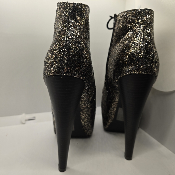 Paper Fox Black and Gold Glitter Heeled Boots - Picture 5 of 9